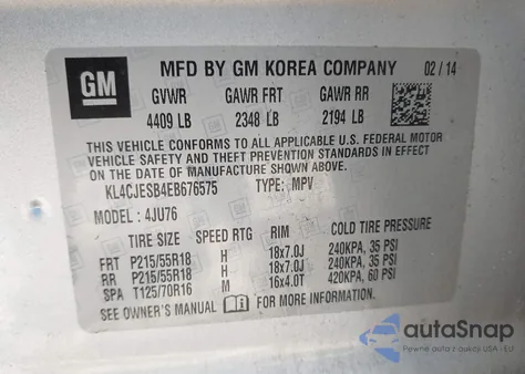 2014 Buick Encore из США, поврежденный, VIN KL4CJESB4EB676575